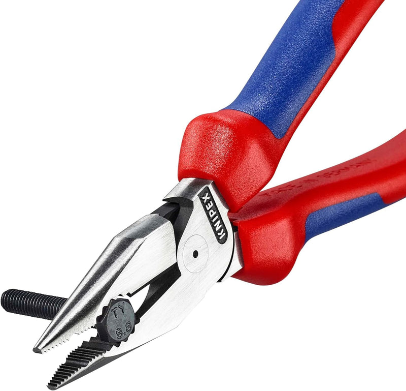 KNIPEX 08 22 185 Pointed Combination Pliers with Comfort Handles Black Atramentized 185 mm