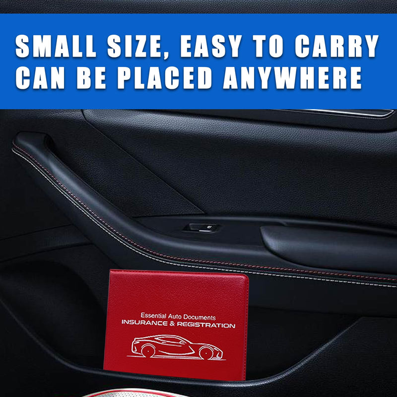 Ziciner Car Registration Insurance Holder, 2Pack Essential Auto Card Document Glove Box Organizer with Velcro Closure, Vehicle Interior Accessories Perfect for Most Car, Truck, SUV (Red/Small Car) Red/Small Car