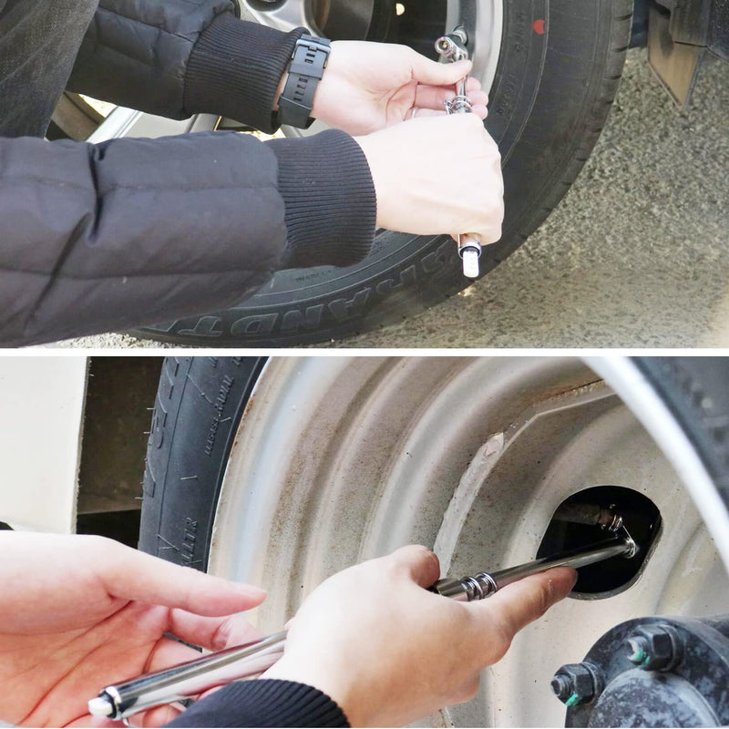 Truck Tire Pressure Gauge,Heavy Duty Pen Tire Gauge Range to 150PSI/10Bar,Dual Head Air Pressure Gauge (Pack of 2) 2 Pack