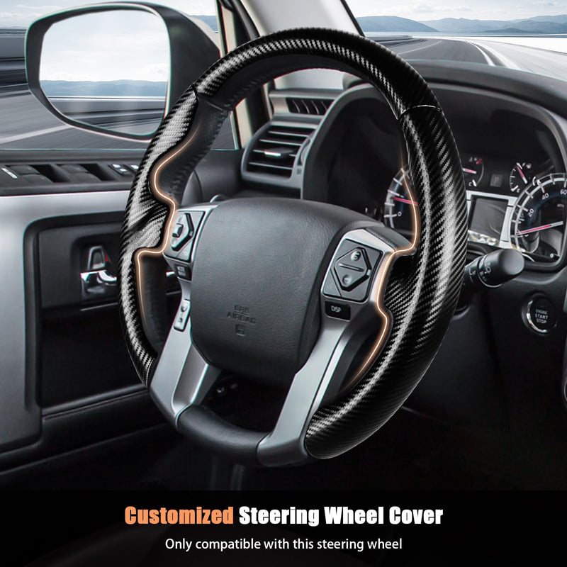 Aimato Customized Steering Wheel Cover for Toyota Tacoma 2012-2023/4Runner 2010-2024/Tundra 2014-2021/Sequoia 2014-2022 Thin,Anti-Slip,Scratch-Resistant Exclusive Car Accessory for Toyota Matte Black