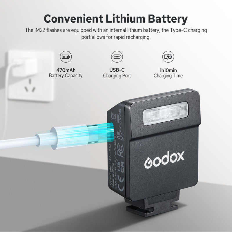 Godox M22 Mini Camera Flash | Ultra-compact lightweight for portable shooting.