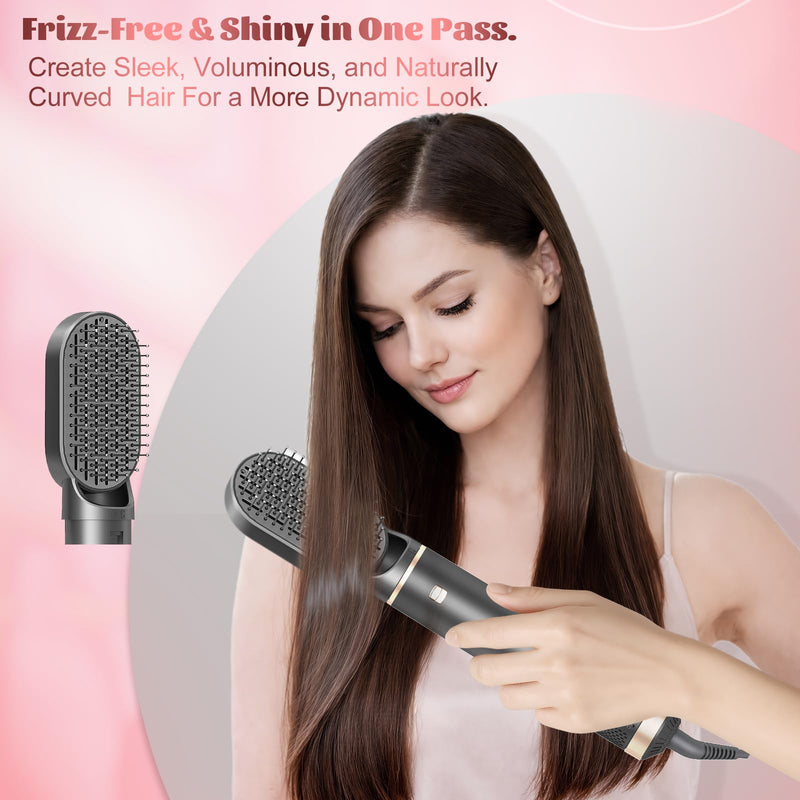 5 in 1 Hair Styler & Hot Air Brush - Air Curling Wrap with Low-Speed Negative Ion Technology, Hair Dryer Brush for Drying, Curling, Straightening & Styling, Hair Styling Tools at Home (Slate) Slate