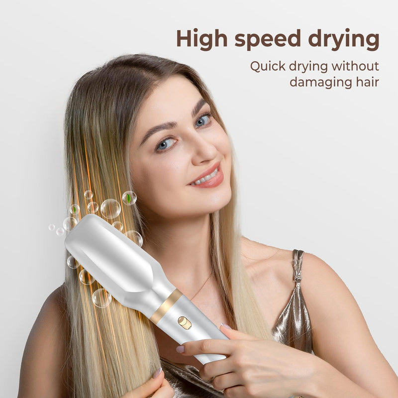 Hair Dryer Brush, 5 in 1 Blow Dryer Brush Set, High Speed Hot Air Styler, Auto Wrap Curlers for Frizz-Free Volume, Multifunctional Hair Dryer for Curling, Straightening, Volumizing (Platinum)