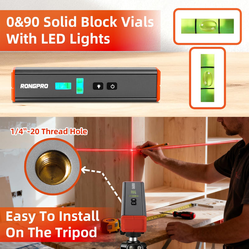 Portable Laser Level with Magnetic -Multipurpose 15Ft Cross Leveling Line,Mini Torpedo Level for Hanging Picture Wall Writing Home Renovation Red line