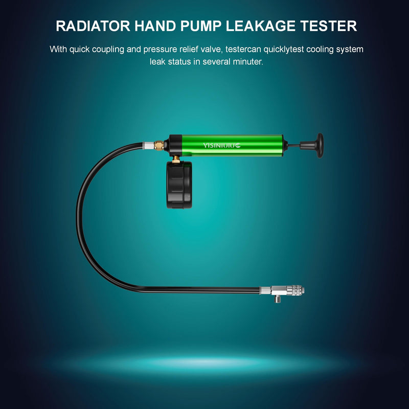 Universal Radiator Pressure Tester, Aluminum Automotive Cooling System Radiator Pressure Tester Tool,Pressure Test Pump with Pressure Gauge,Fit for Adapters for Various Car Models