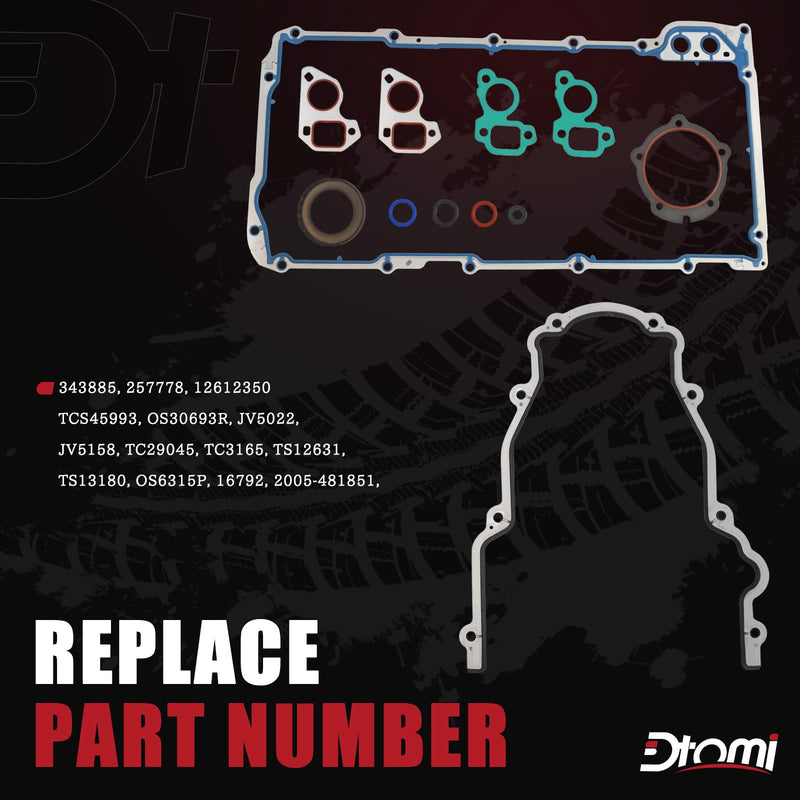 Timing Cover Gasket Set & Oil Pan Gasket Set Compatible with GM Chevy Cadillac Buick Saab Isuzu Vehicle 4.8 5.3 6.0 6.2L LS V8 Engine 1999-2011 Replaces# TCS45993 12633904 OS32241 OS30693R 12612350