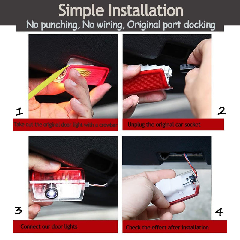 4Pcs No Fade Car Door Lights, HD Lighting Projector LED Welcome Light Ghost Shadow Accessories for A/B/C/E/M/ML/GL/GLA/GLC/GLS Series Running Board Lights