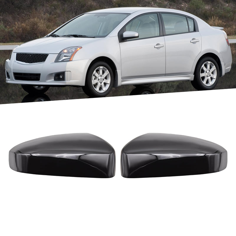 Gloss Black Side Wing Mirror Cover Cap Compatible with 2007 2008 2009 2010 2011 2012 Nissan Sentra Gloss Black