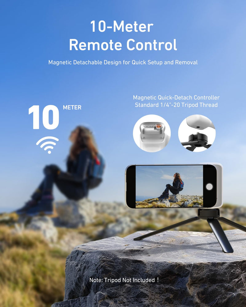 TELESIN Fun Shot Magnetic Phone Camera Grip + C03 Magnetic Selfie Light (Silver) Bundle Kit Compatible with iPhone Magsafe & Android, Creator Kit for Selfies/Photography/TikTok/Zoom Calls/Video Fun Shot Grip Kit