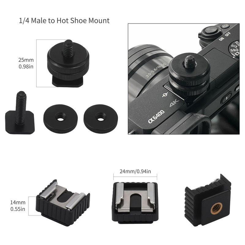 Camera Tripod Screw Adapter Kit 1/4 to 3/8 Adapter Tripod Accessories Attachments Hot Shoe E Clip for DSLR Camera 30PCS