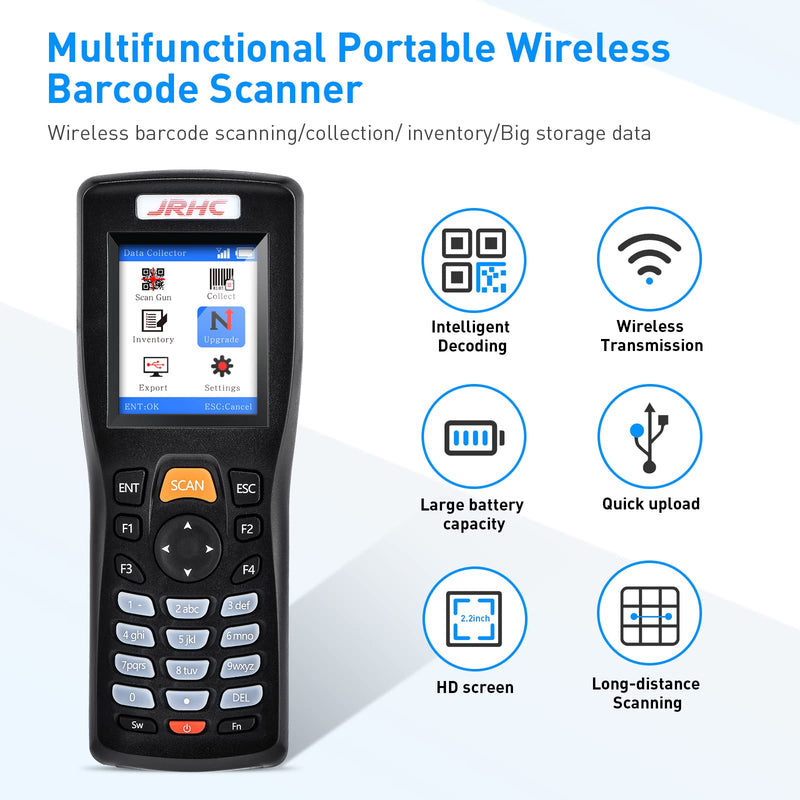 Inventory Barcode Scanner, Wireless Barcode Scanner 1D 2D & PDF417 Data Collector Portable Data Terminal Inventory Device with 2.4G Wireless & USB Wired Connection Bar Code Scanners S-8103T