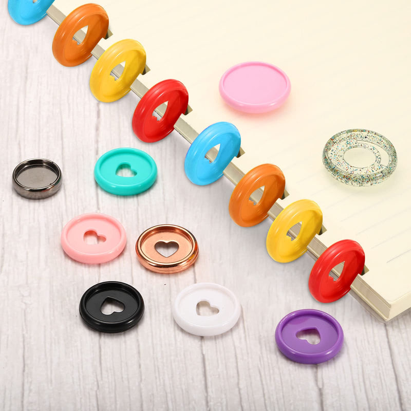 PATIKIL 35mm Plastic Book Binding Discs, 22 Pack Discbound Expansion Discs Heart Binder Rings for DIY Notebook Planner, Shine Pink