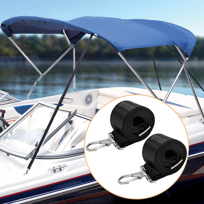 Adjustable Bimini Boat Top Strap Loops Single Snap Hook 28"~60" Boat Awning Marine Webbing Hardware (4 PCS)