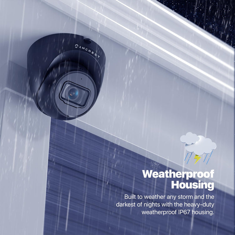 Amcrest 5MP Turret POE Camera, UltraHD Outdoor IP Camera POE with Mic/Audio, 5-Megapixel Security Surveillance Cameras, 98ft NightVision, 132° FOV, IP67, MicroSD (256GB) Black IP5M-T1179EB-AI-V3