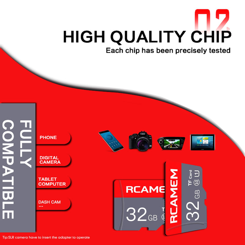 32GB Micro Memory Card with Adapter TF Card Class 10 for Camera | Compatible with smartphones, tablet, dash cam, drones, sports camera, surveillance etc
