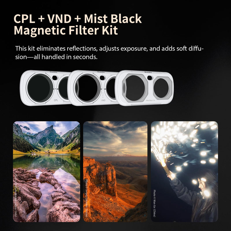 Haida Insta 360 Luna Ultra Magnetic Kit (CPL, VND, Mist 1/4) NanoPro-Black Filter Kit Black