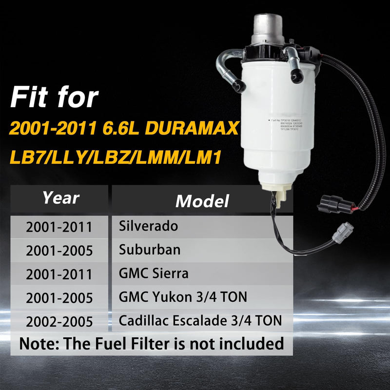 Diesel Water in Fuel WiF Sensor with Drain Valve Fuel Filter Sensor Compatible with Chevy Silverado 2500 3500 GMC Sierra 2500 3500 2001-2011 GM 6.6L Duramax LB7 LLY LBZ LMM LM1 Replace#12639277