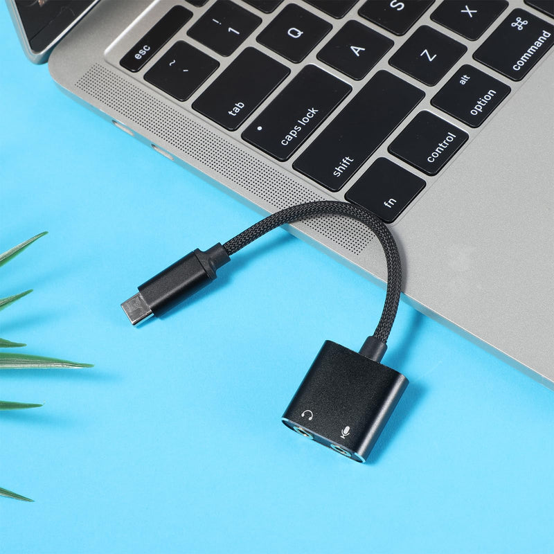 USB C Sound Card, Type C External Sound Card to Headphone and Microphone Jack Audio Adapter Compatible with Windows, Laptops, Desktops Windows