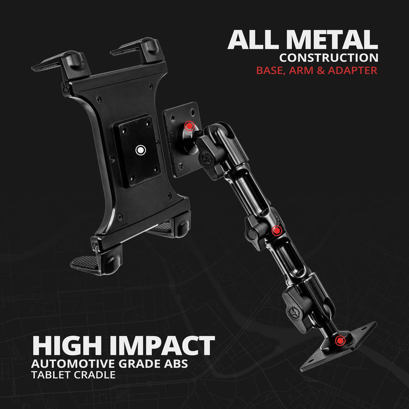 Tackform Industrial Metal Drill Base Tablet Mount [Enduro Series] - iPad Holder for Wall or Truck. ELD Mount | Compatible with iPad Mini, IPad Pro 12.9, Galaxy S, Surface Pro & Switch