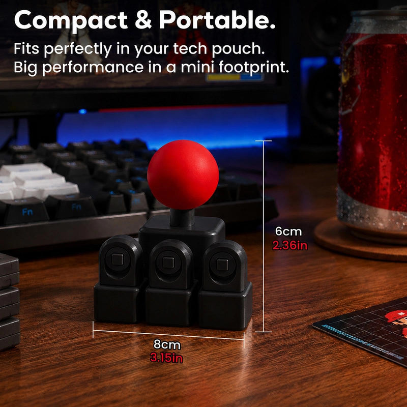 Arcade Joystick Keycaps Full Functional 4-Way Mech Keyboard Controller, Magnetic Quick-Release Switch (WASD B Set) Black-Red