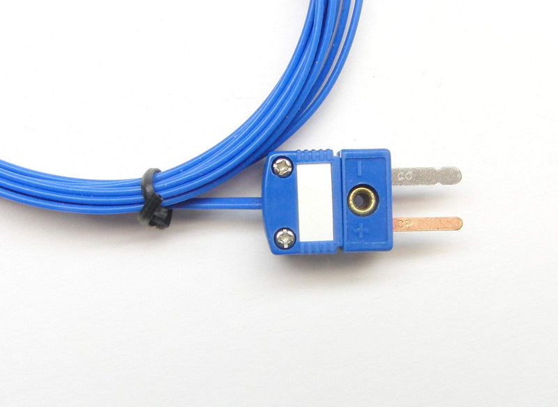 T-Type Thermocouple Type-T, PFA-Insulated Probe, Mini Connector, Exposed Sensor, 10ft, 24 Gauge