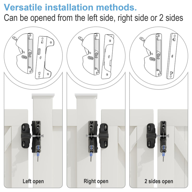 Self Locking gate Latch, Lockable Latch Key, Fence Lock Suitable for Outdoor Gates. Locking gate Latch Fence Hardware Suitable for Metal, Wood, and Vinyl Fences. Black Finish 1