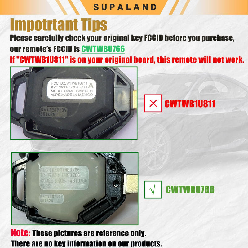 SUPALAND Key Fob Fits for Subaru Legacy Outback 2010 2011 2012 2013 2014 Keyless Remote Control Head Key Replacement FCC ID:CWTWBU766 (4D60 Chip)