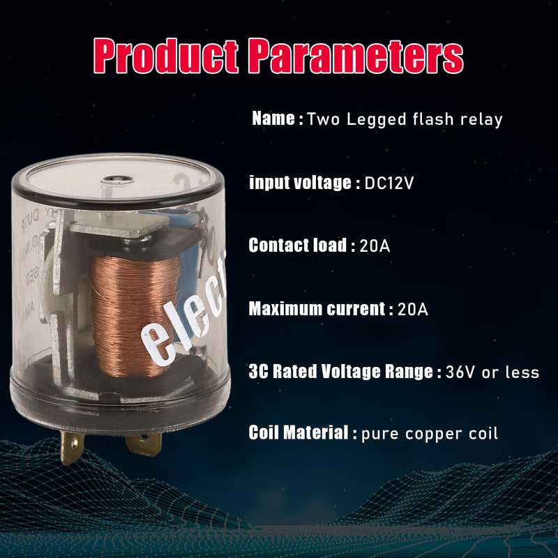 LED Flasher Relay, Electronic Turn Signal Fixed Frequent Flicker Relay, 2 Pin 12V Auto for Car, Truck, Motorcycle 2 PCS