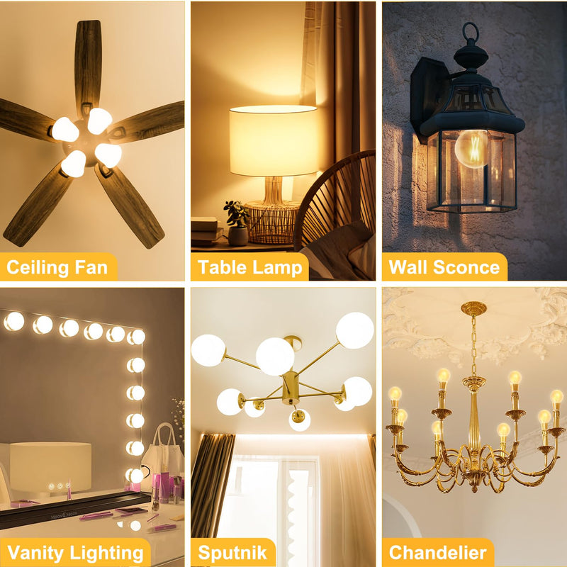 BRIMAX 10 Pack G16.5 Light Bulbs Dimmable,Small LED Globe Bulbs,E26 Base 6W Equal 60 Watt 580lm, 2700K Warm White,AC120V,Flicker Free for Ceiling Fans Chandelier（1.97" W × 2.87" H） E26 6 W 2700K