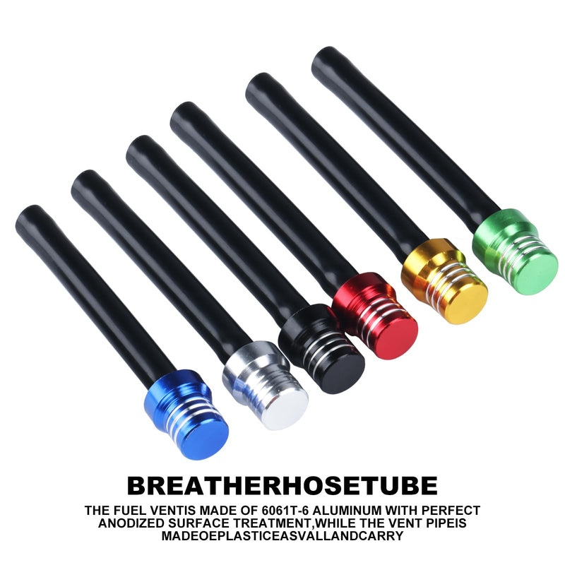 6 pcs Motorcycle Breather Hose Gas Fuel Tank Cap Vent, Motorcycle Gas Cap Vent Hose Tube, Aluminum Universal Breathing Tube Fits All Off-Road Motorcycles ATVs, Fits Pit Dirt Bike Black