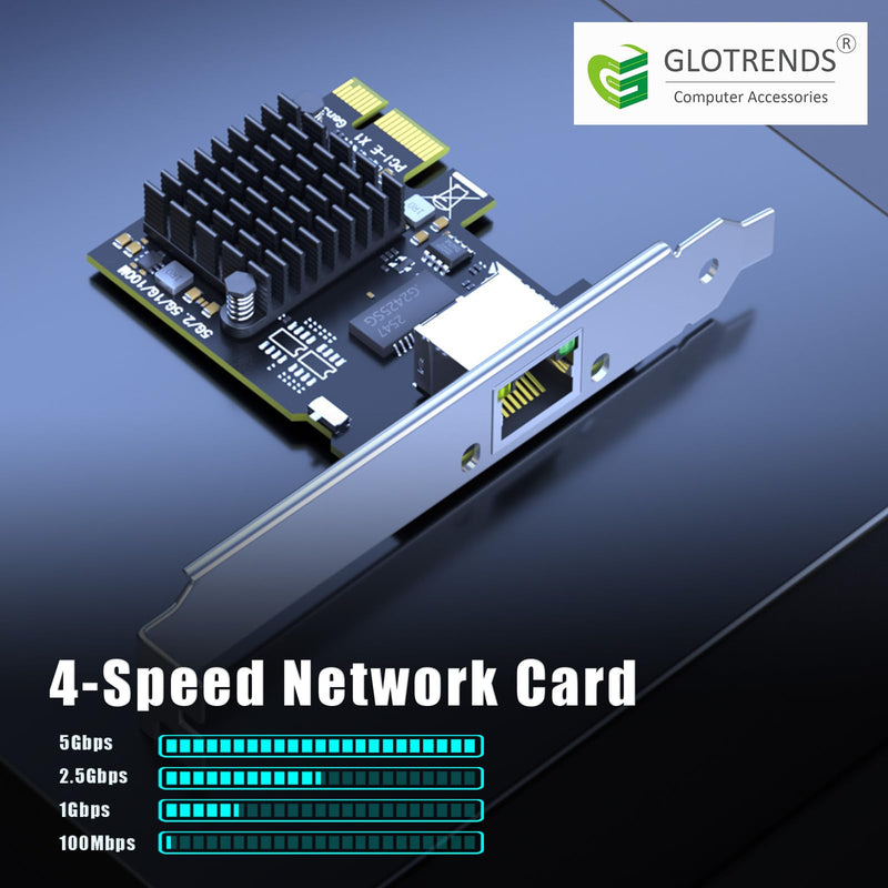 GLOTRENDS LE8126P 5Gb PCIe Network Card for Desktop PC/Server, RJ45 Port, WOL, PXE Legacy BIOS and UEFI