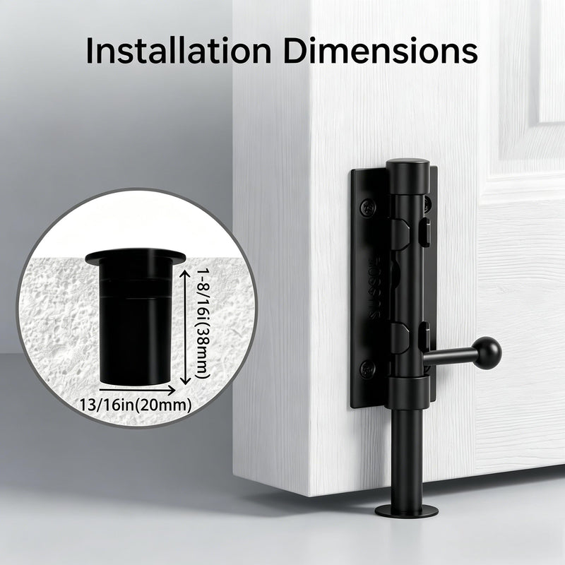 Barrel Bolt Latch,6.3 inch Slide Bolt Gate Latch,14mm Bolt Heavy Duty Shed Door Latch,304 Stainless Steel Black Finish Door Lock Latch for Barn, Wooden Fence, Slide,Door (2, Black-7.7inch) 2