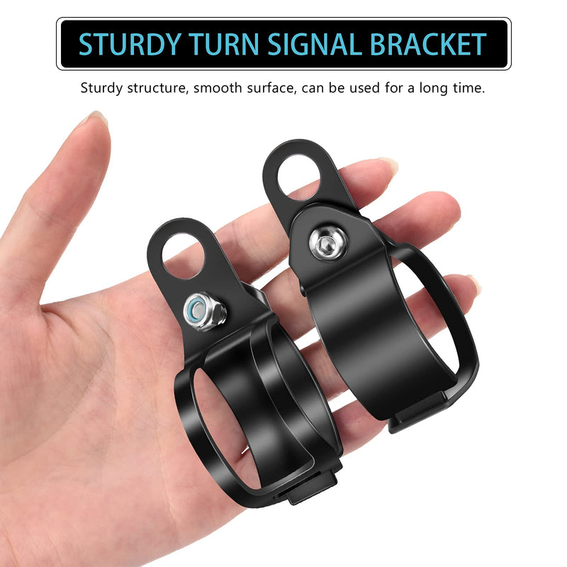 Frienda 2 Pairs Motorcycle Fork Indicator Brackets Metal Motorcycle Turn Signal Mount Brackets Turn Signal Light Indicator Bracket Clamps Black Fork Relocation Clamps, 30-43 mm, Black