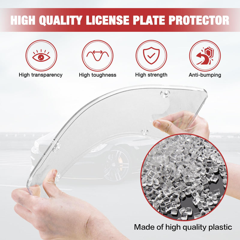 License Plate Protector 2 Pack, Clear License Plate Cover 12.08 * 6.02’’ Universal, Plate Cover for Car Plastics, Car Frame Cover Shield with Screws Transparent Spacers Screw Caps by XIOGZAXI Style A