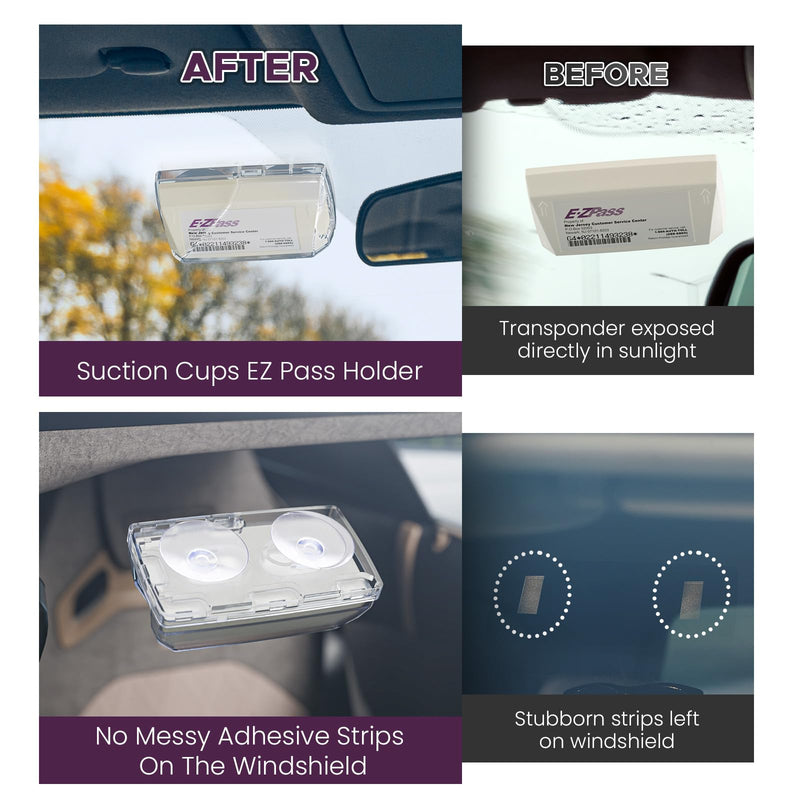 EZ Pass Holder for Windshield, Toll Pass Transponder Holder with Suction Cups for EZ Pass Mini/iPass 1 Pack