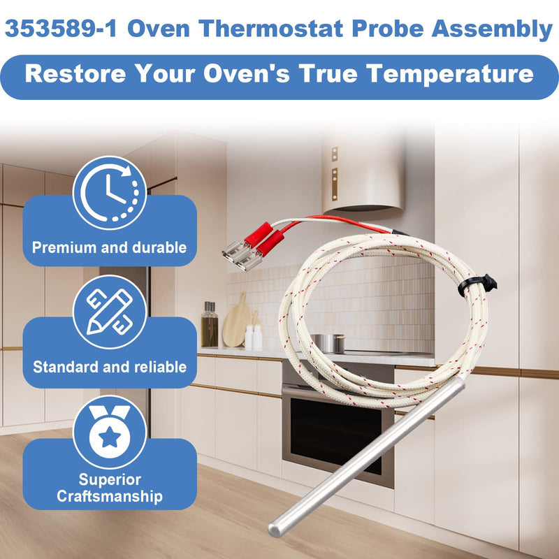 353589-1 Oven Temperature Sensor Probe Compatible with Vulcan Hart Commercial Ovens WKGD ECO2D ECO4D ECO6D GCO2D GCO4S SG4D SG6D VC4EC VC4GD VC4GS VC6EC VC6ED, Replacement 00-353589-00001 354319-1