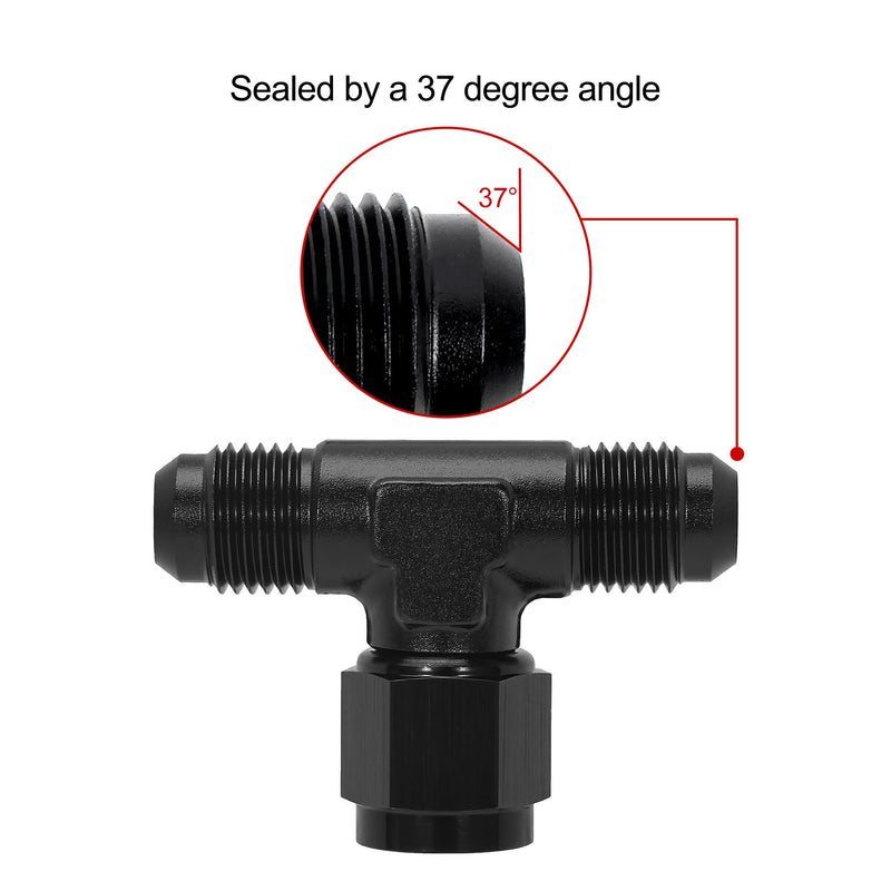 EVIL ENERGY 6AN Male Tee Fitting Adaptor with AN6 Female Swivel on Side Black