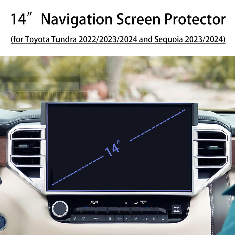 Tempered Glass Screen Protector For 2024 2023 2022 Toyota Tundra & 2024 2023 Sequoia 14 Inch Navigation Touchscreen High Clear 9H Anti-Scratch Accessories HD