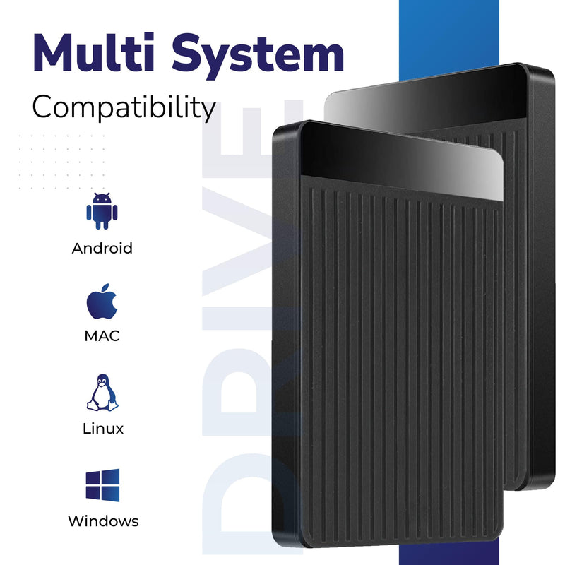 External Hard Drive 1TB USB 3.1 Type-c Ultra Slim HDD, Portable Hard Disk, Backup External Hard Drives – 2.5 inch Storage Compatible with PC, Laptop, Tablet, Gaming Console (Black)
