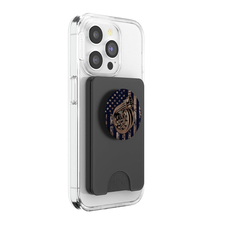 Camo American Flag Turbo - For Car Tuning Lover PopSockets PopWallet for MagSafe Magnetic PopWallet