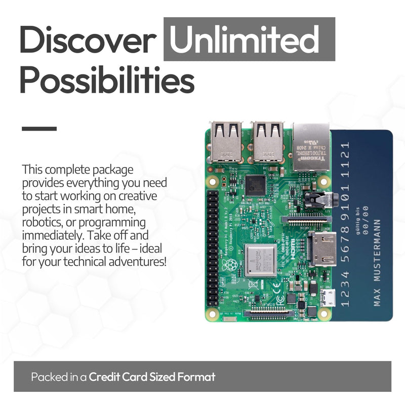 Raspberry Pi 3 B Starter Kit | Power Supply | Case | 64GB Edition | HDMI Cable 1m | USB Card Reader | Heat Sink | Raspberry Pi 3 B 1GB RAM