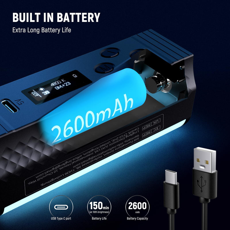 NEEWER Pro Magnetic Handheld Light Wand with APP DMX Control/Custom Effects/Light Group, 360° Full RGB, 2600mAh 2500~10000K Dimmable LED Lighting CRI97 17 Scenes for Video Recording Streaming, TL98C
