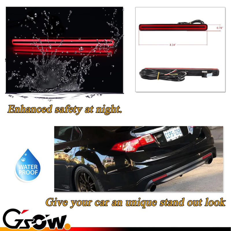 Upgraded 2 PCS [Sequential Dynamic Switchback] Led Rear Bumper Reflector Light for Acura TSX 2009-2014 (Euro Accord), with [5-Times Strobe Brake Flash Light] Red Lens Tail Fog Light