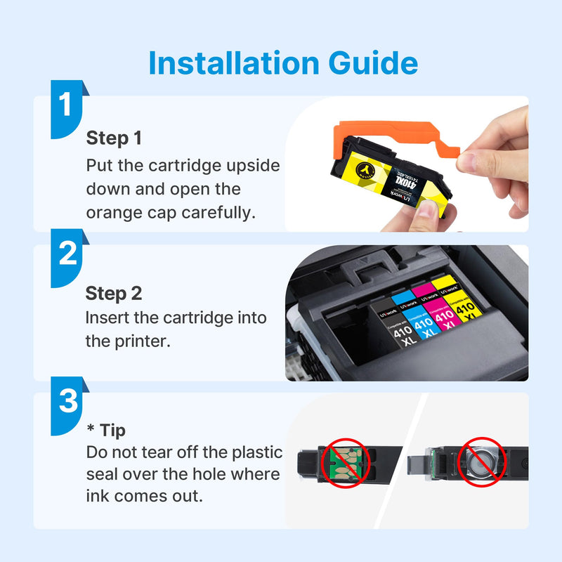 Uniwork Remanufactured Replacement for Epson 410XL Ink Cartridges 5 Pack | Replacement for Epson 410 Ink Cartridges Use for Expression XP-830 XP-640 XP-7100 XP-630 XP-530 XP-635 (Latest Upgraded Chip)