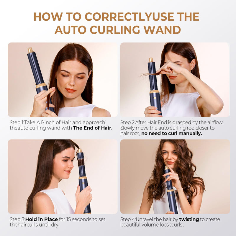 5 in 1 Hair Styler Airbrush Hairstyer Air Brush 5 in 1 Air styer | Airstyler Multi-Blow Dryer Brush Set with Curl, Straighten, Wavy, Smooth, Magic Styler for All Hair Types and Lengths Blue