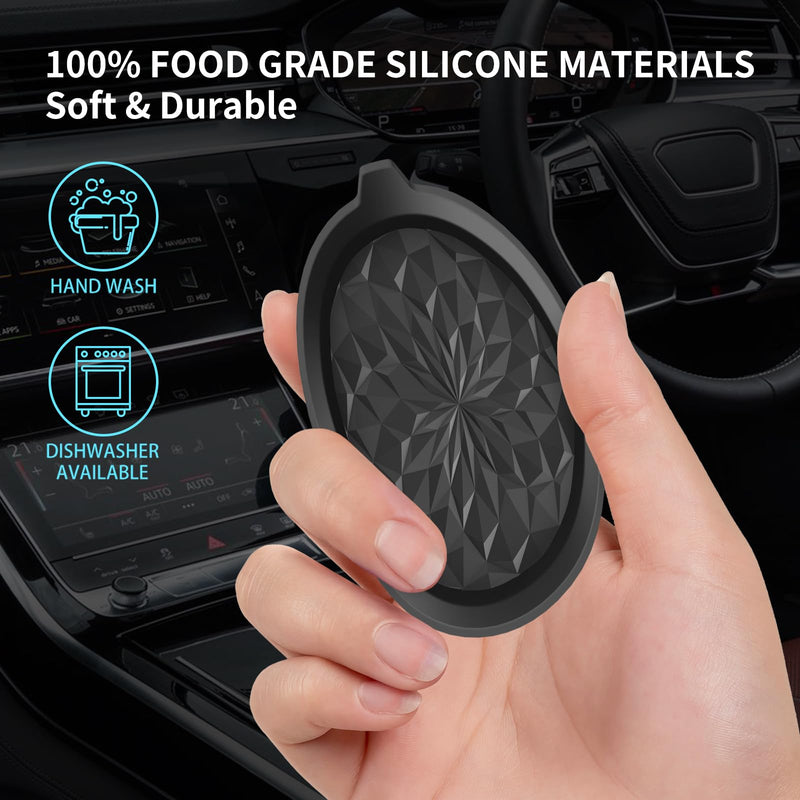 ME.FAN Car Cup Coasters [4 Pack] Silicone Cars Coasters - Universal Non-Slip Recessed Interior Accessories - Cup Holder Inserts Black 4pack-black