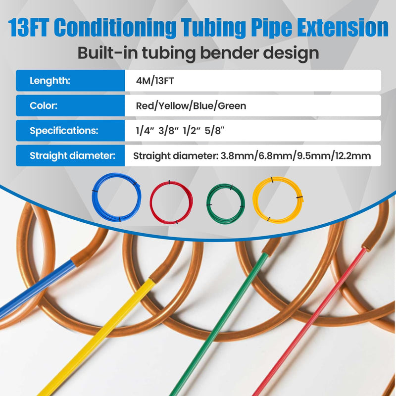 WISSCOOL 4Pcs Conditioning Copper Tubing Pipe Extension 1/4" 3/8" 1/2" 5/8" Sizes AC Copper Pipe Bender for HVAC Refrigerator Repair Tube Bender Set