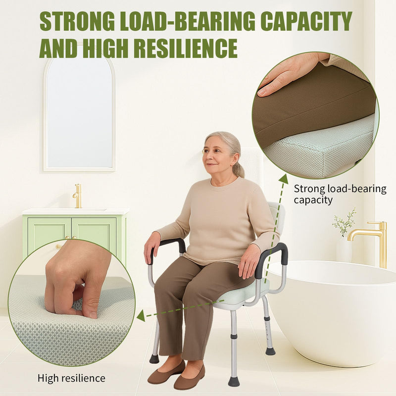 Shower Seat Cushion,Thickened Shower Chair Cushion 4D Air Fiber Material,Machine Washable and Fast Drying Suitable for Shower Seats Bathtub Baths, Poolside Scenes，Light Gray Light Gray