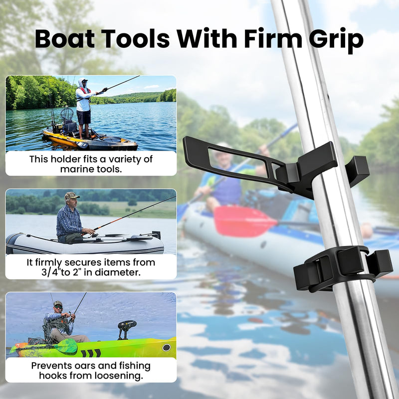 6 Pcs Boat Hook Holder, Black Rubber Quick Release Oar & Pole Holders, Fits 3/4" to 2" Diameter, Marine Spring Clips Replacement for SOF-LOC, for Gaff, Paddle, Anchor, Push Pole, Boat Net