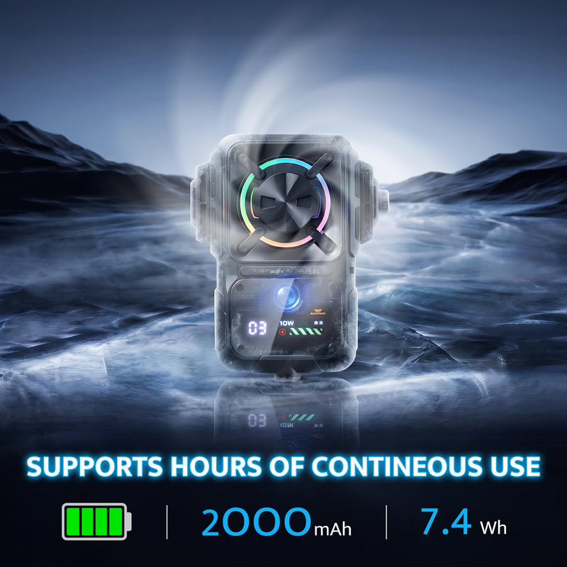 darkFlash Cell Phone Cooler for Gaming and Live Stream, 2000mAh Rechargeable Fast Cooling with RGB Light, Temperature & Battery Display, Universal Snap-On Clip Design, with Vertical/Horizontal Stand Mount